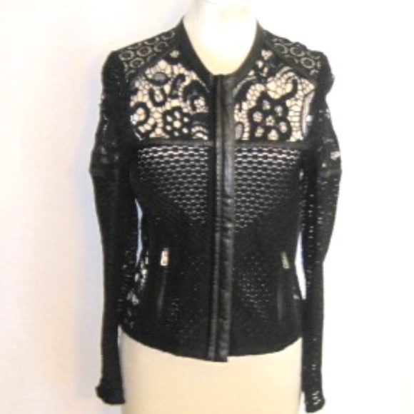 IRO Lewis Leather Lace Crotchet Jacket - Picture 2 of 11